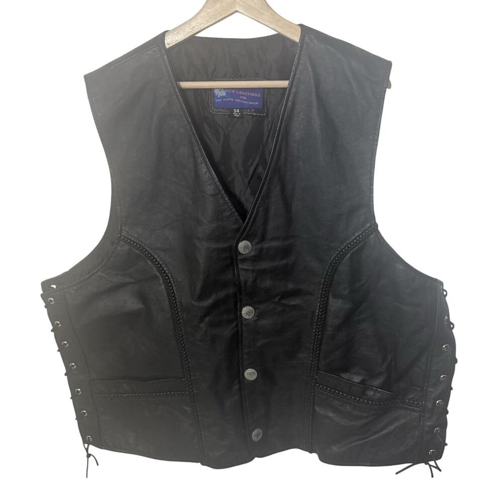 Vance Leathers Vest Mens 54 Moto USA Buffalo Nickel Harley Biker Western Lace Up